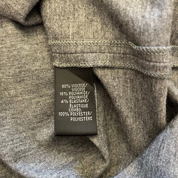 Layfayette 148 Draped Front Dress Size 16 Midi Sheath Gray Office Stretch Work - Picture 11 of 15